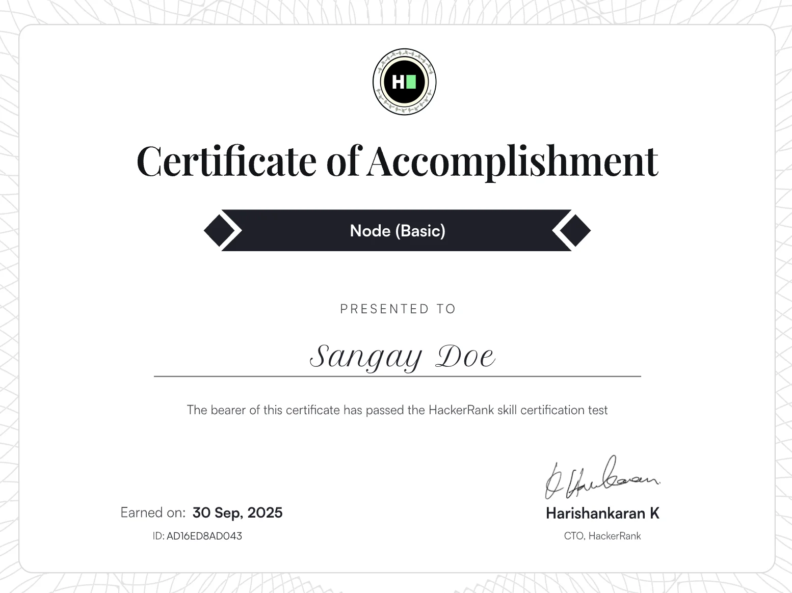 Node.js (Basic) Certificate