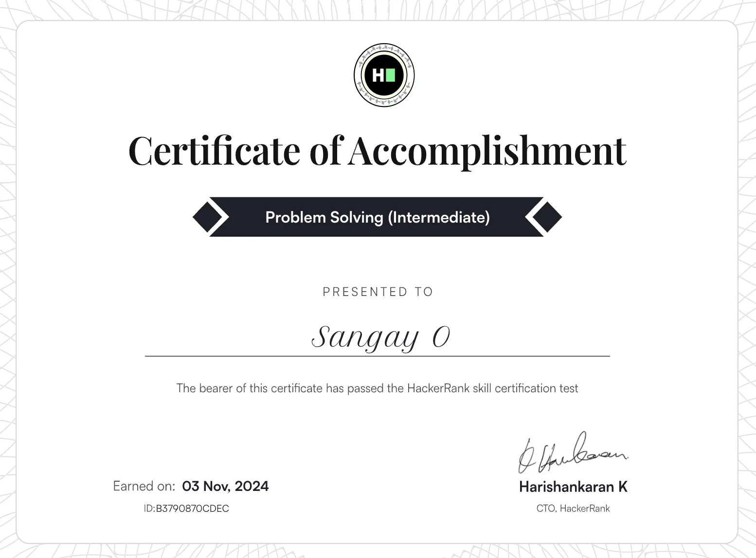 Problem Solving (Intermediate) Certificate