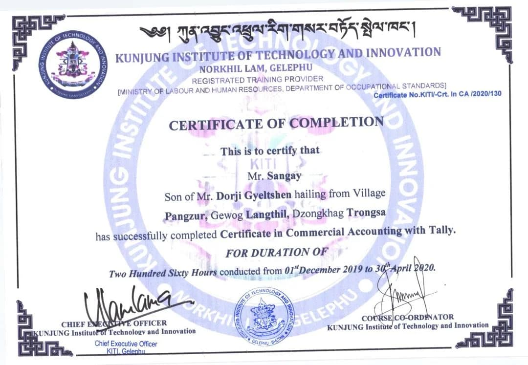 Certificate in Commercial Accounting with Tally
